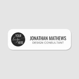 Etiqueta De Nome Logotipo da empresa branca profissional minimalist