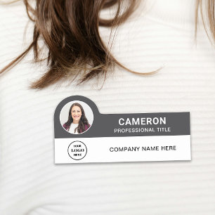 Etiqueta De Nome Logotipo da Empresa de Fotos Moderna Cinza Funcion