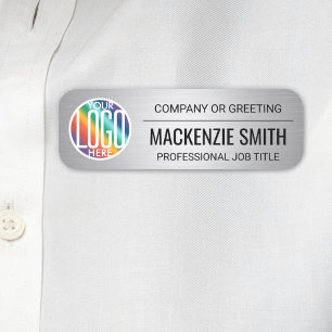 Etiqueta De Nome Logotipo da empresa Faux Metal escovado sem mancha