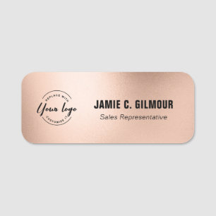 Etiqueta De Nome Logotipo da empresa Funcionário Dourado rosa falso