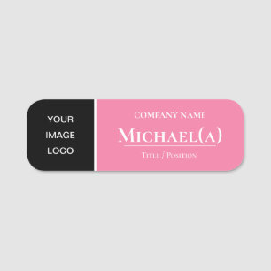 Etiqueta De Nome LOGOTIPO DA EMPRESA Negra Negra-Rosa Chic Girly Fl