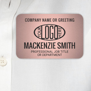 Etiqueta De Nome Logotipo da sua empresa Faux Rosa Metálico Dourado