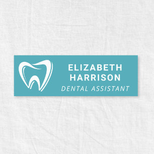 Etiqueta De Nome Logotipo de Dentista Clínica Odontológica Azul Tea