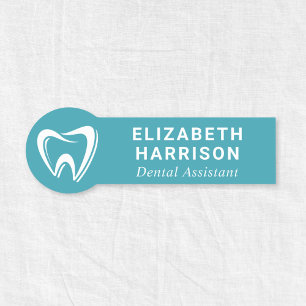 Etiqueta De Nome Logotipo de Dentista Clínica Odontológica Azul Tur