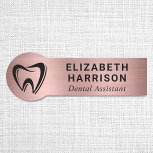 Etiqueta De Nome Logotipo de Dentista Consultório Odontológico Rosa