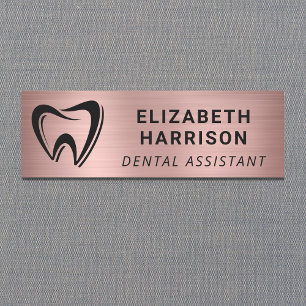 Etiqueta De Nome Logotipo de Dentista Consultório Odontológico Rose