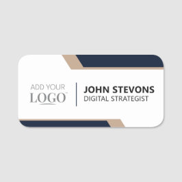 Etiqueta De Nome Logotipo de Evento Corporativo Moderno Azul-Marinh