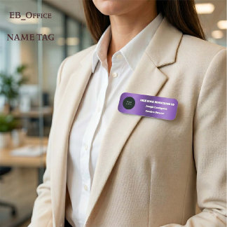 Etiqueta De Nome Logotipo de Funcionário Empresarial Metálico Roxo 