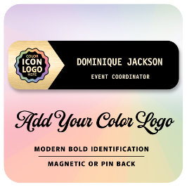 Etiqueta De Nome Logotipo de negócios de cores Preto Dourado Chevro