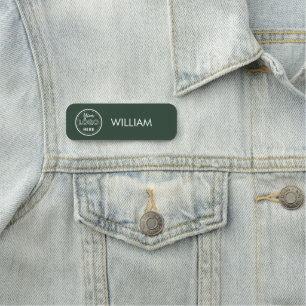 Etiqueta De Nome Logotipo de negócios verde escuro Funcionarios de 