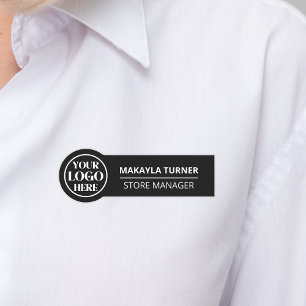 Etiqueta De Nome Logotipo De Pino Magnético Ou De Segurança Preto