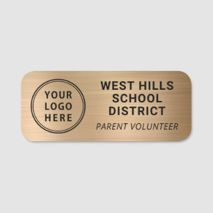 Etiqueta De Nome Logotipo de Voluntário de Pais da Escola Dourado