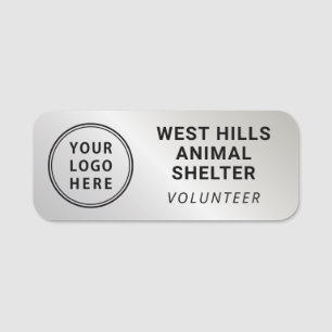 Etiqueta De Nome Logotipo de Voluntário Prata