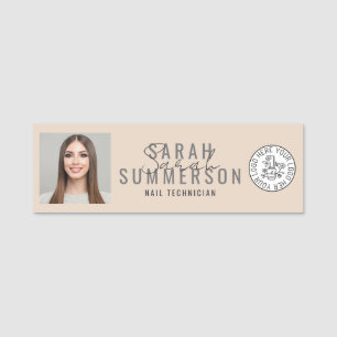 Etiqueta De Nome Logotipo do Salão de Artista de Unhas Foto ID de F