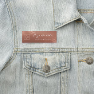 Etiqueta De Nome Logotipo Empresarial Bronze de Script Luxuoso e So