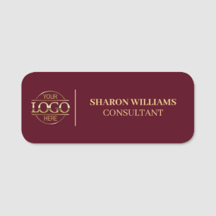 Etiqueta De Nome Logotipo Empresarial da Empresa Burgundy Ímã de Fu