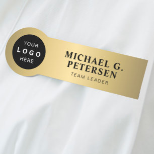 Etiqueta De Nome logotipo empresarial da empresa em ouro falso func