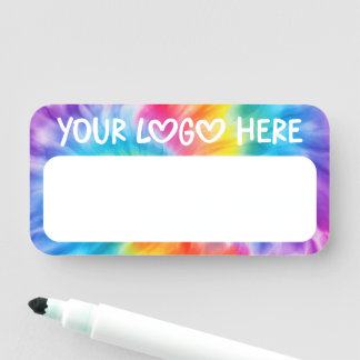 Etiqueta De Nome Logotipo Empresarial de Tie Dye com Redemoinho de 