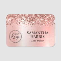 Logotipo Glam de Rosa Pastel Brilhante e Dourado R