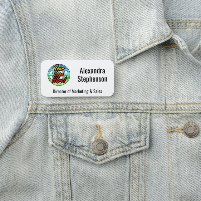 Etiqueta De Nome Logotipo Lateral Clássico Personalizado Negócios (In Situ)