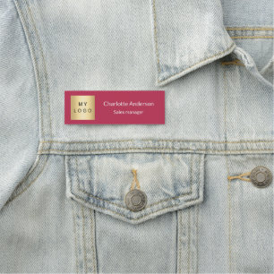 Etiqueta De Nome Logotipo magenta do funcionário elegante