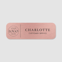 Etiqueta De Nome Logotipo Metálico Rosa Dourado Escritório Funcioná