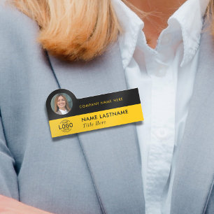 Etiqueta De Nome Logotipo para ID de foto Na moda Amarelo brilhante