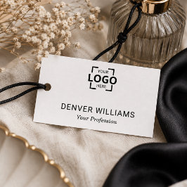 Etiqueta De Nome Logotipo Personalizado Branco Elegante Minimalista