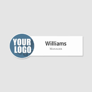 Etiqueta De Nome Logotipo Personalizado Branco Simples - Magnético 