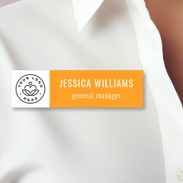 Etiqueta De Nome Logotipo Personalizado da Empresa Laranja Funcioná