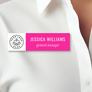 Etiqueta De Nome Logotipo Personalizado da Empresa Rosa Neon Funcio