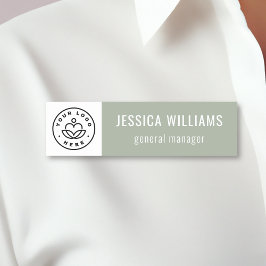 Etiqueta De Nome Logotipo Personalizado da Empresa Verde Sage Funci