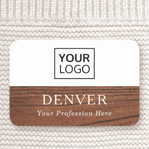 Etiqueta De Nome Logotipo personalizado de grãos de madeira castanh