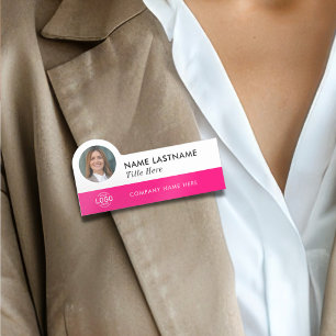 Etiqueta De Nome Logotipo personalizado de ID de foto: funcionário