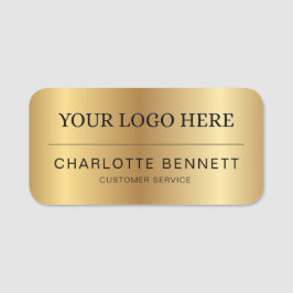 Etiqueta De Nome Logotipo Personalizado Dourado Escritório Funcioná