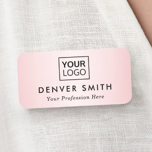 Etiqueta De Nome Logotipo personalizado em gradiente de cetim rosa