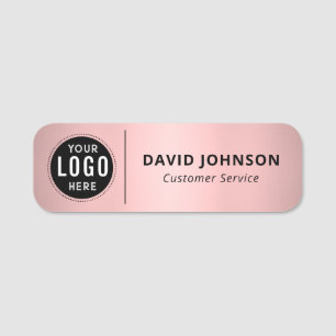 Etiqueta De Nome Logotipo Personalizado Falso Metálico Rosa Dourado