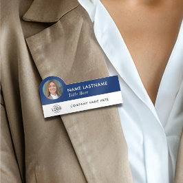 Etiqueta De Nome Logotipo Personalizado Foto Título Azul Marinho Br