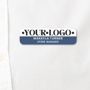 Etiqueta De Nome Logotipo Personalizado Funcionário Azul
