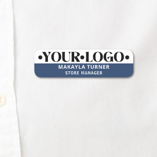 Etiqueta De Nome Logotipo Personalizado Funcionário Azul