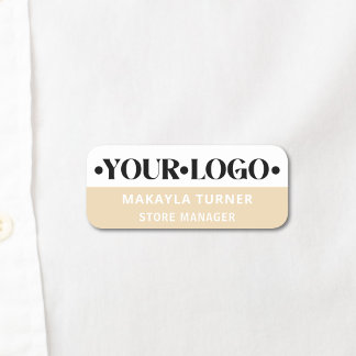 Etiqueta De Nome Logotipo Personalizado Funcionário Bege