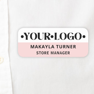 Etiqueta De Nome Logotipo Personalizado Funcionário Rosa