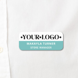 Etiqueta De Nome Logotipo Personalizado Funcionário Turquesa