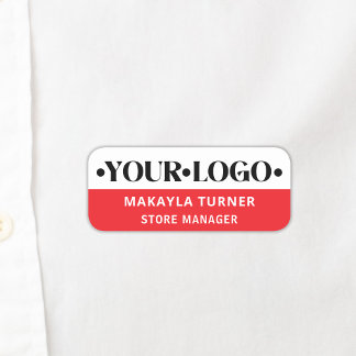 Etiqueta De Nome Logotipo Personalizado Funcionário Vermelho
