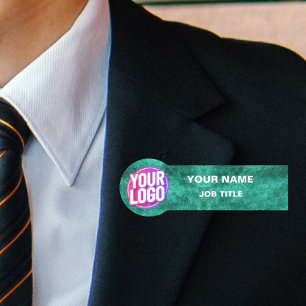 Etiqueta De Nome Logotipo Personalizado ID Faux Cilindro Verde Metá