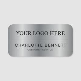 Etiqueta De Nome Logotipo Personalizado Prata Escritório Funcionári
