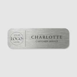 Etiqueta De Nome Logotipo Personalizado Prata Metálica para Funcion