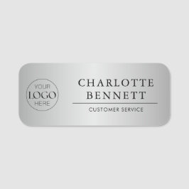 Etiqueta De Nome Logotipo Personalizado Prata para Funcionários do