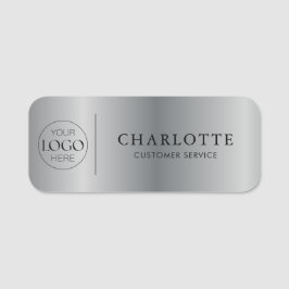 Etiqueta De Nome Logotipo Personalizado Prata para Funcionários do
