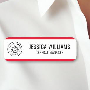 Etiqueta De Nome Logotipo Personalizado Vermelho